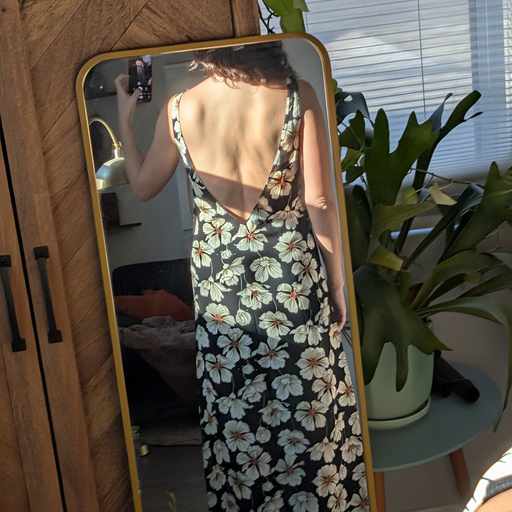 Reformation Black and Cream Floral Midi Dress - Picture 3 of 6